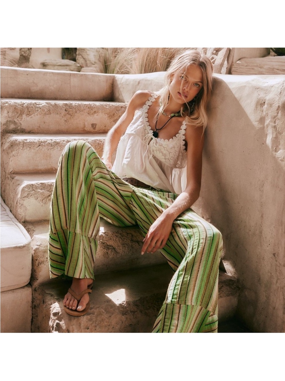 Free People days end linen striped pants